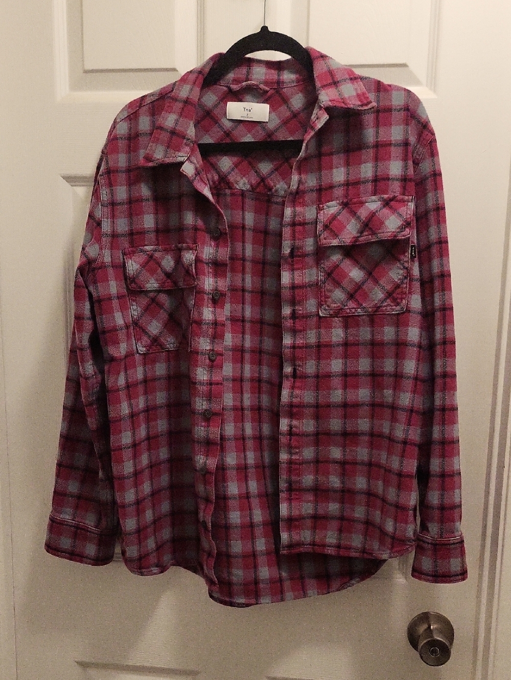TNA Pink Plaid Flannel Shacket